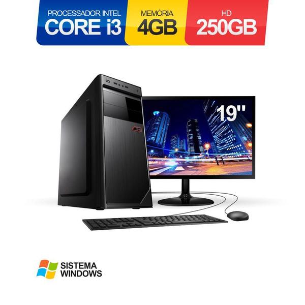 Computador Corporate Core I3 Memória 4gb Hd 250gb Windows Monitor 19'' Kit Teclado e Mouse