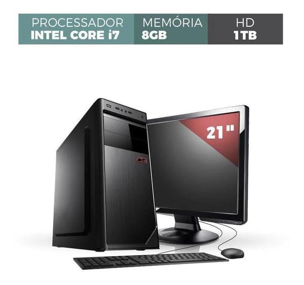 Computador Corporate I7 8gb 1TB Kit Monitor 21
