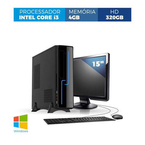 Computador Corporate Slim I3 4gb 320Gb Windows Kit Monitor 15