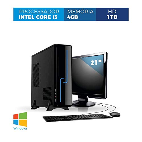 Computador Corporate Slim I3 4gb 1tb Windows Kit Monitor 21