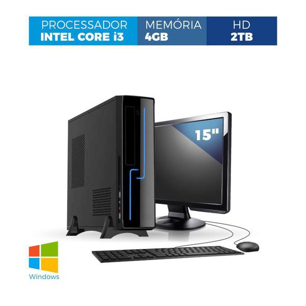 Computador Corporate Slim I3 4gb 2Tb Windows Kit Monitor 15
