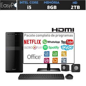 Computador Desktop Completo com Monitor LED HDMI Intel Core I5 8GB HD 2TB com Caixas de Som Mouse e Teclado EasyPC Standard Plus