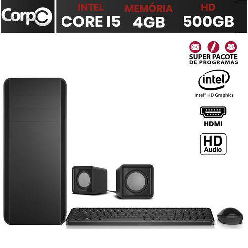 Computador Desktop CorpC Line Intel Core I5 3.3Ghz 4GB HD 500GB HDMI Full HD Mouse Teclado Caixa de Som