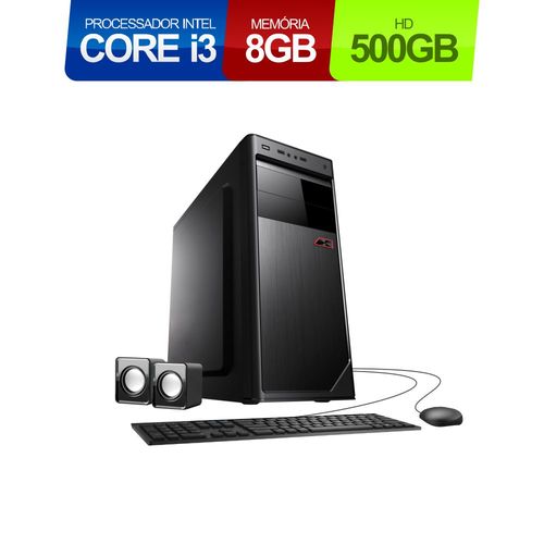 Computador Desktop Corporate Core I3 Memória 8Gb HD 500Gb Kit Teclado Mouse e Caixa de Som