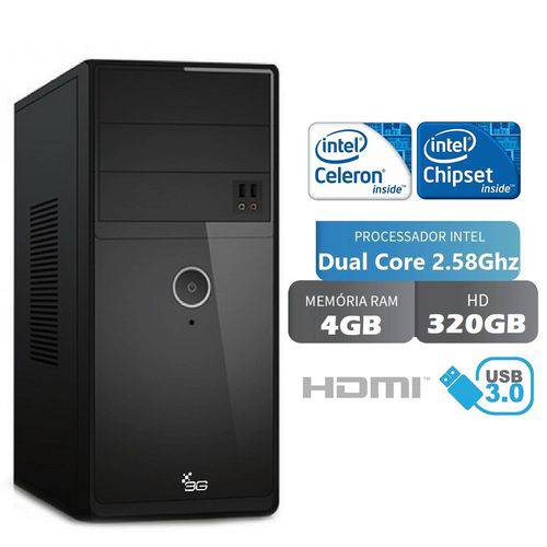 Computador Desktop 3green Intel Dual Core 2.58Ghz 4GB HD 320GB HDMI Full HD