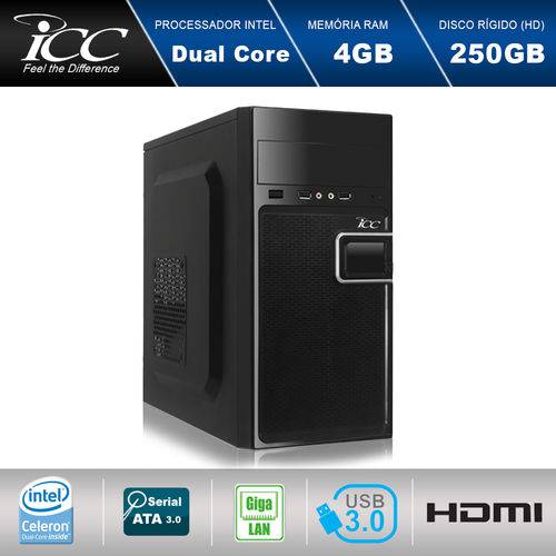Computador Desktop ICC IV1840-2S Intel Dual Core J1800 2.41ghz 4gb Ddr3 HD 250gb HDMI USB 3.0