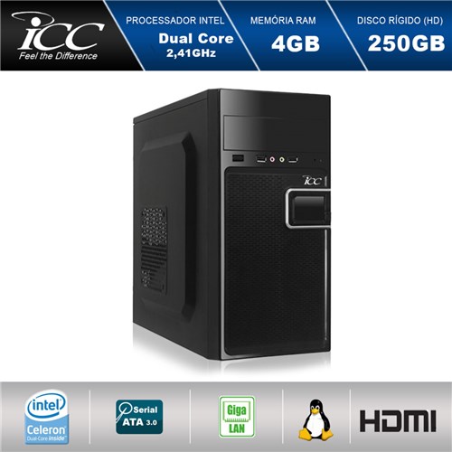 Computador Desktop Icc Iv1840s2 Intel Dual Core J1800 2.41Ghz 4Gb Ddr3 Hd 250Gb Hdmi Usb 3.0