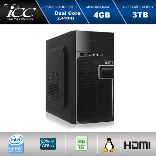 Computador Desktop Icc Iv1844s Intel Dual Core 2.41ghz 4gb HD 3tb USB 3.0 Hdmi Full HD