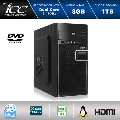 Computador Desktop Icc Iv1882s Intel Dual Core 2.41ghz 8gb HD 1tb USB 3.0 Hdmi Full HD
