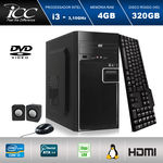 Computador Desktop Icc Iv2340c3 Intel Core I3 3.20 Ghz 4gb HD 320gb Dvdrw, Teclado, Mouse, Cx de Som Hdmi Fullhd