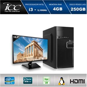 Computador Desktop ICC IV2340S2M18 Intel Core I3 3.20 Ghz 4gb HD 250GB HDMI FULL HD Monitor LED 18"5