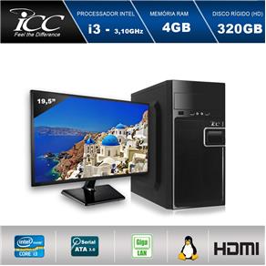 Computador Desktop ICC IV2340S3M19 Intel Core I3 3.20 Ghz 4gb HD 320GB HDMI FULL HD Monitor LED 19,5"