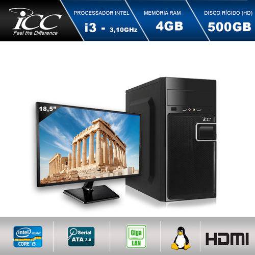Computador Desktop Icc Iv2341sm18 Intel Core I3 3.10 Ghz 4gb HD 500gb Hdmi Full HD Monitor Led 18,5"