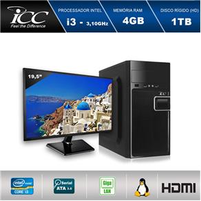 Computador Desktop ICC IV2342SM19 Intel Core I3 3.20 Ghz 4gb HD 1TB HDMI FULL HD Monitor LED 19,5"