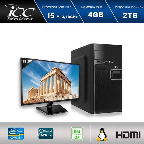 Computador Desktop Icc Iv2543sm18 Intel Core I5 3.10 Ghz 4gb HD 2tb Hdmi Full HD Monitor Led 18,5"