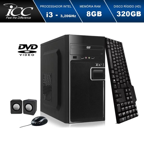 Computador Desktop Icc Iv2380c3 Intel Core I3 3.20 Ghz 8gb HD 320gb Dvdrw, Kit Multimídia Hdmi Fullhd