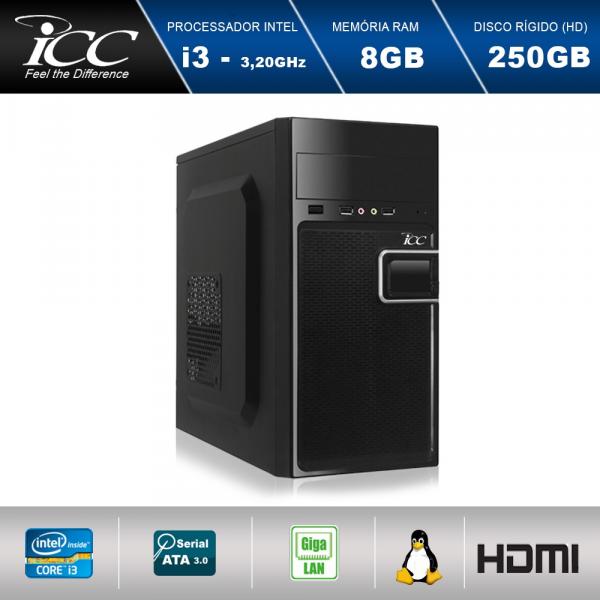 Computador Desktop ICC IV2380S2 Intel Core I3 3.20 Ghz 8gb HD 250GB HDMI FULL HD