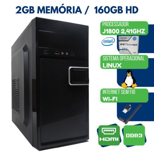 Tudo sobre 'Computador Desktop Intel J1800 2.41 2gb Ddr3 HD 160gb HDMI'