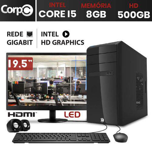 Computador Desktop + Monitor LED 19 CorpC Line Intel Core I5 3.2Ghz 8GB HD 500GB com Mouse Teclado e Caixa de Som