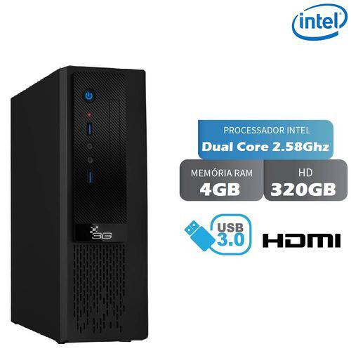 Computador Desktop Slim 3green Intel Dual Core 2.8Ghz 4GB HD 320GB HDMI Full HD