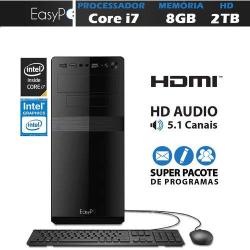 Computador Destkop EasyPC Intel Core I7 3.8Ghz 8GB HD 2TB HDMI Full HD