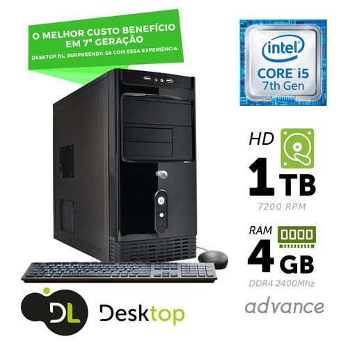 Computador DL Advance - Intel Core I5 4GB HD 1TB USB3.0 Linux + Mouse e Teclado