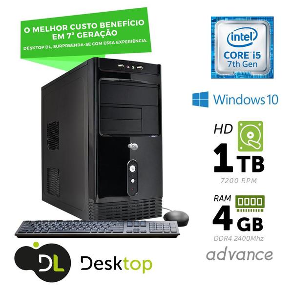 Computador DL Advance - Intel Core I5, 4GB, HD 1TB, USB3.0, Windows 10 SL + Mouse e Teclado