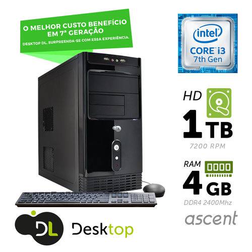 Tudo sobre 'Computador DL Ascent - Intel Core I3 4GB HD 1TB USB3.0 Linux + Mouse e Teclado'