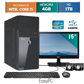 Computador EasyPC Intel Core I3 4GB 1TB Monitor 15 LG 16M38A