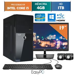 Computador EasyPC Intel Core I3 4GB 1TB Windows 10 Monitor 19" LG 20M37A