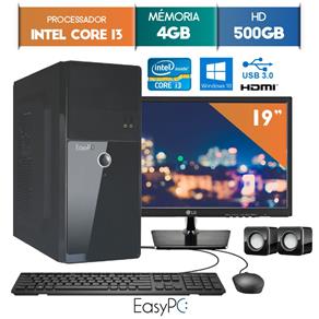 Computador EasyPC Intel Core I3 4GB 500GB Windows 10 Monitor 19 LG 20M37A
