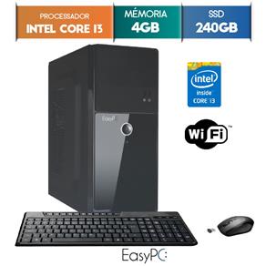 Computador EasyPC Intel Core I3 4GB SSD 240GB Wifi Mouse e Teclado Sem Fio