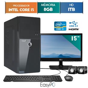Computador EasyPC Intel Core I3 8GB 1TB Monitor 15 LG 16M38A