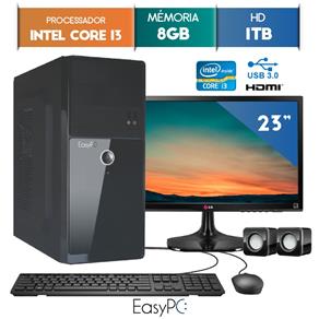 Computador EasyPC Intel Core I3 8GB 1TB Monitor 23 LG 23MP55 HQ