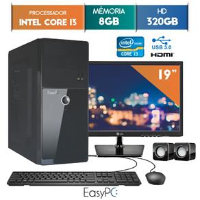 Computador EasyPC Intel Core I3 8GB HD 320GB Monitor 19.5 LG 20M37A