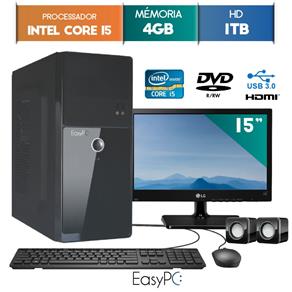 Computador Easypc Intel Core I5 4Gb 1Tb Dvd Monitor 15" Lg 16M38A