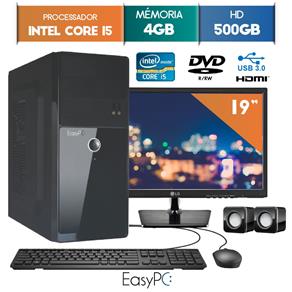 Computador EasyPC Intel Core I5 4GB HD 500GB DVD Monitor LG 19.5 20M37A