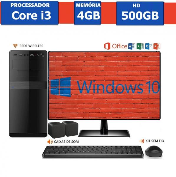 Computador EasyPC MicrosoftPack Intel Core I3 4GB 500GB Monitor LED 15.6 Windows 10 e Office