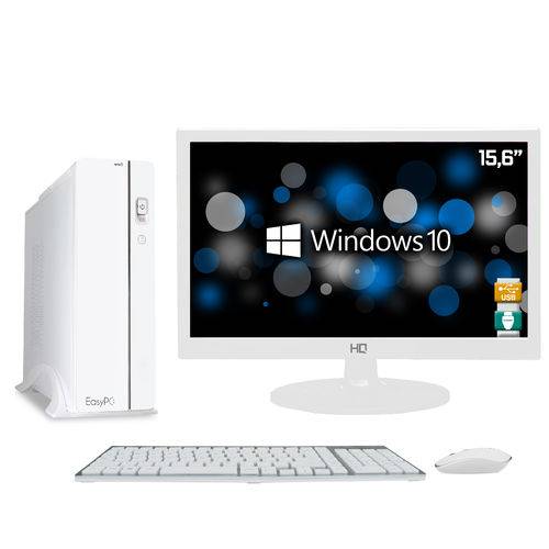 Computador Easypc Slim White Intel Core I3 8gb HD 3tb Monitor Led 15.6" Hq Hdmi Branco Bivolt