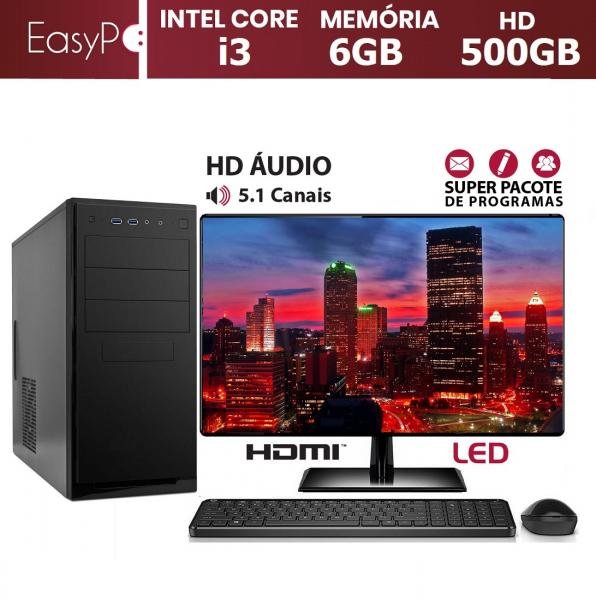 Computador EasyPC Standard 2 Intel Core I3 6GB HD 500GB Monitor LED 15.6 HDMI Mouse e Teclado Sem Fio