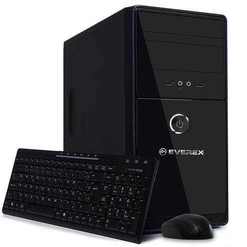 Computador Everex Intel Core I3 4GB 500GB DVD-RW Windows 10 - Preto + Kit Teclado Mouse
