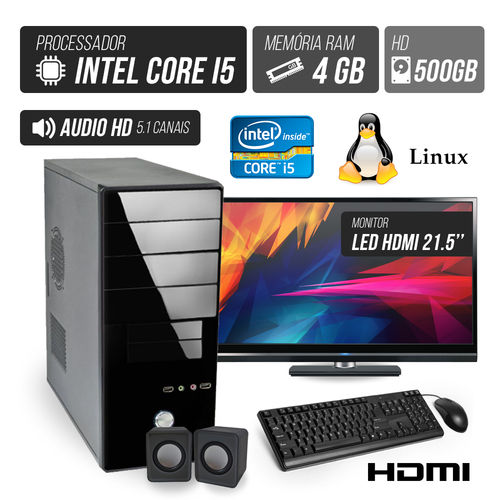 Computador Flex Computer Advanced I Intel Core I5 4GB DDR3 500GB HDMI Áudio 5,1 Monitor LED 21.5