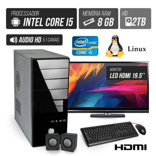 Computador Flex Computer Advanced I Intel Core I5 8GB DDR3 2TB HDMI Áudio 5,1 Monitor LED 19.5