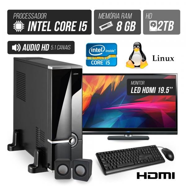 Computador Flex Computer Advanced I Intel Core I5 8GB DDR3 2TB HDMI Áudio 5,1 Monitor LED 19.5