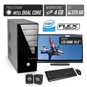Computador Flex Computer Starter Intel Dual Core 4Gb Hd 320Gb Áudio 5,1 Monitor Led 19,5