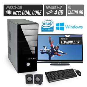 Computador Flex Computer Starter Intel Dual Core 4Gb Hd 500Gb Áudio 5,1 Monitor Led 21,5 Windows