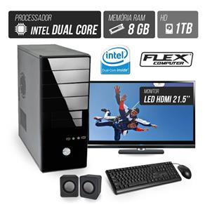 Computador Flex Computer Starter Intel Dual Core 8Gb Hd 1 Tb Áudio 5,1 Monitor Led 21,5