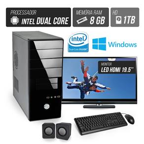 Computador Flex Computer Starter Intel Dual Core 8Gb Hd 1 Tb Áudio 5,1 Monitor Led 19,5 Windows
