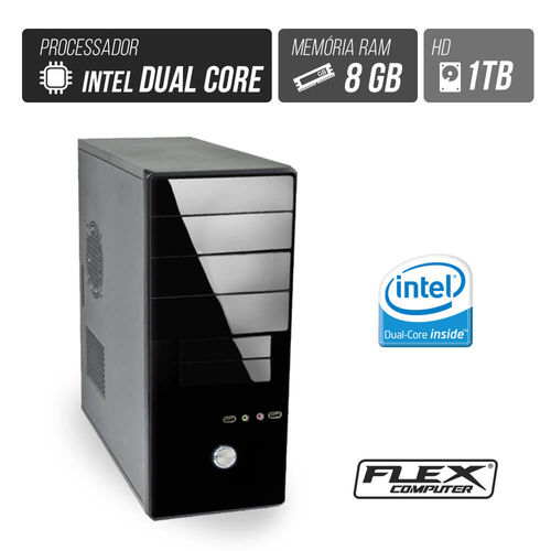 Computador Flex Computer Starter Intel Dual Core 8GB HD 1TB Áudio 5,1