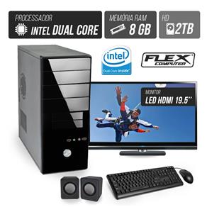 Computador Flex Computer Starter Intel Dual Core 8Gb Hd 2 Tb Áudio 5,1 Monitor Led 19,5